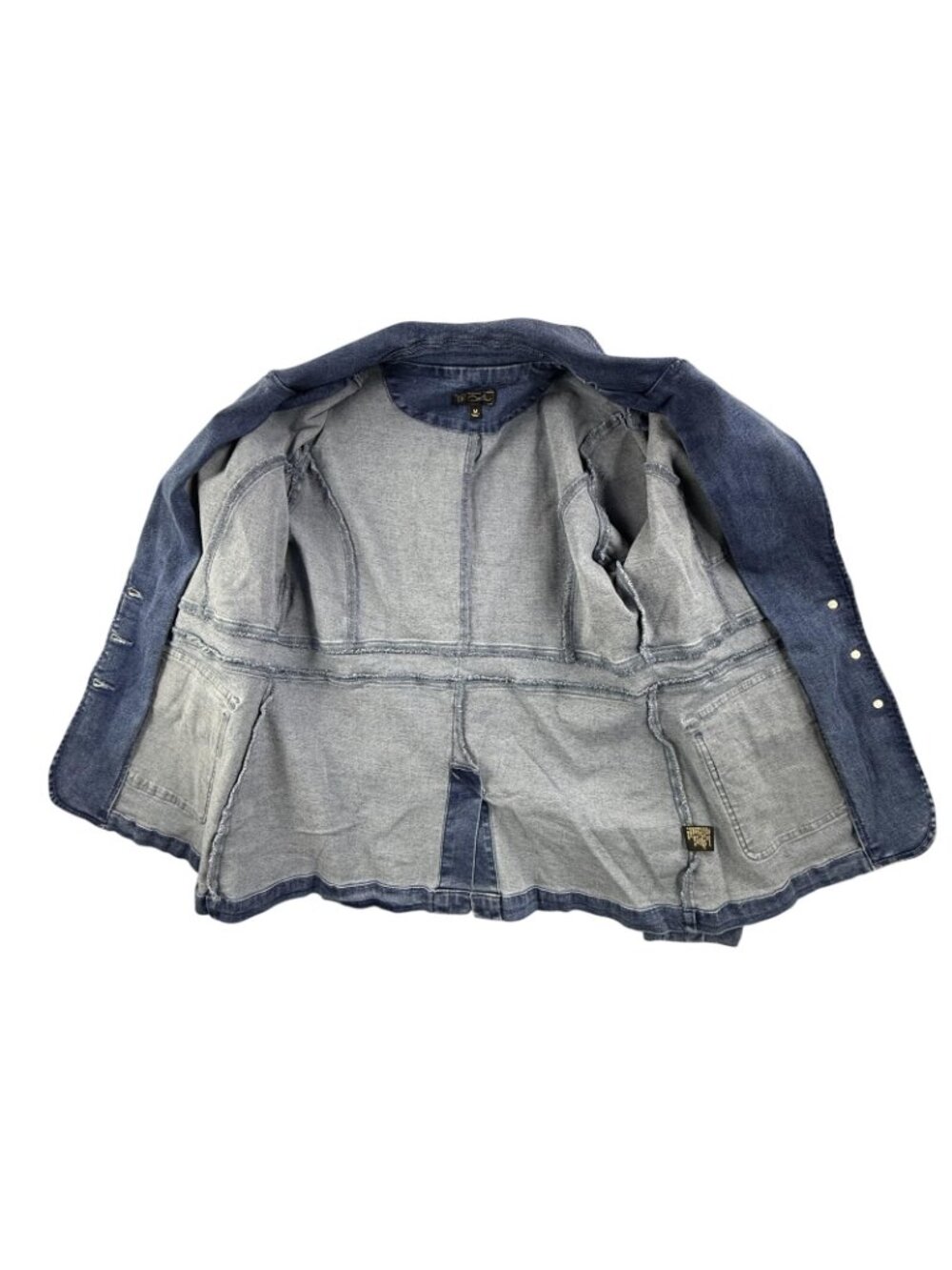 DG2 Diane Gilman Denim Jacket Womens Medium Blue Blazer Button Front Pockets - Picture 7 of 16